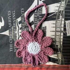 Crochet Flower Bag Charm/Car Accessory (Flat)